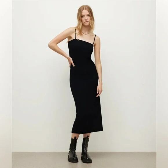 NWT AllSaints Charlie Convertible Black Midi Dress Size 4 - Picture 2 of 4